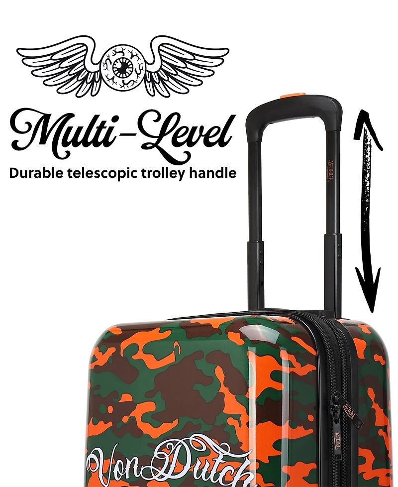 Von Dutch Camo Small Expandable Hardside Carry-On Spinner Suitcase