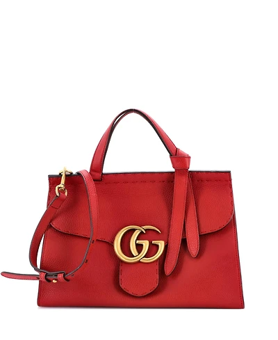 Pre-Owned Gucci Small Gg Marmont Top Handle Bag Leather