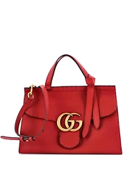 Pre-Owned Gucci Small Gg Marmont Top Handle Bag Leather