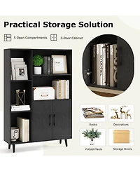 Slickblue 47 Inch Bookshelf with Open Cubes and Bottom Storage Cabinet