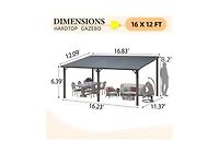 Aecojoy Hardtop Gazebo Outdoor Pergola Lean to Metal Pergolas