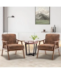 Clihome Modern Accent Chair, Living Room Chair with Solid Wood Frame, Lounge Wingback