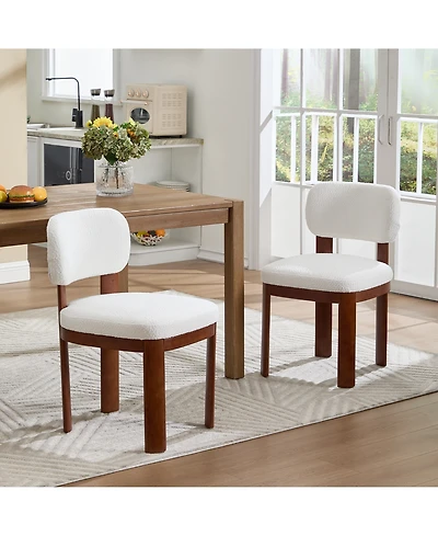 Clihome Modern Fabric Upholstered Dining Chairs, Accent Wood Legs, Armless Side Dinner Chair