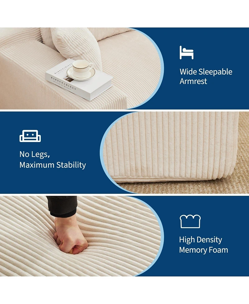 gaomon 110" Modular Sectional Sofa, L-Shaped Cloud Couch with Chaise Lounge, Boneless Deep Seat Sofa for Living Room