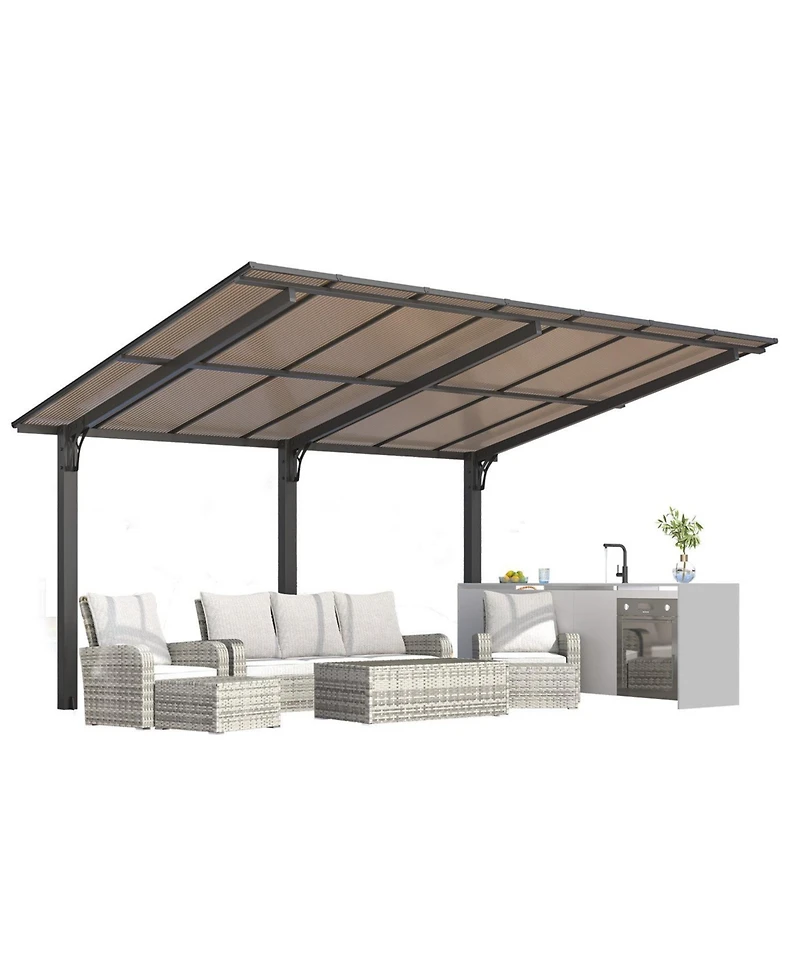 Aecojoy 14' x 10' Gazebo for Patio, Hard Top Lean to Gazebo Pergola Carport