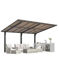 Aecojoy 14' x 10' Gazebo for Patio, Hard Top Lean to Gazebo Pergola Carport