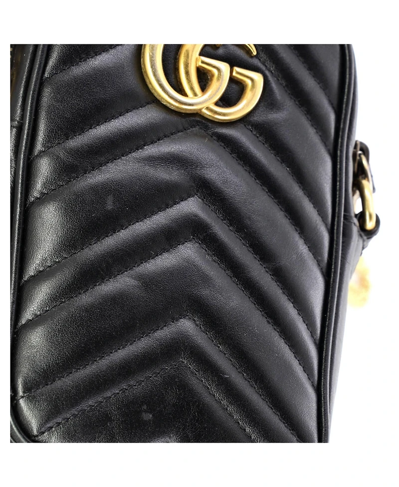 Pre-Owned Gucci Mini Gg Marmont Vertical Phone Crossbody Bag Matelasse Leather