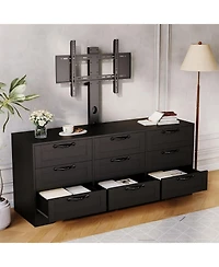 gaomon 9 Drawer Dresser Tv Stand with Mount for 32-85 TVs, Modern Entertainment Center Drawers, Media Console Table Bedroom Living