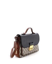 Pre-Owned Gucci Small Padlock Front Pocket Flap Shoulder Bag Gg Coated Canvas and Leather