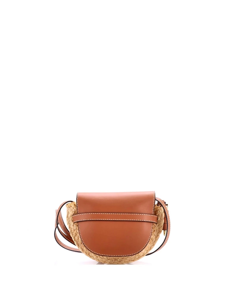 Pre-Owned Loewe Mini Gate Leather Shoulder Leather with Raffia