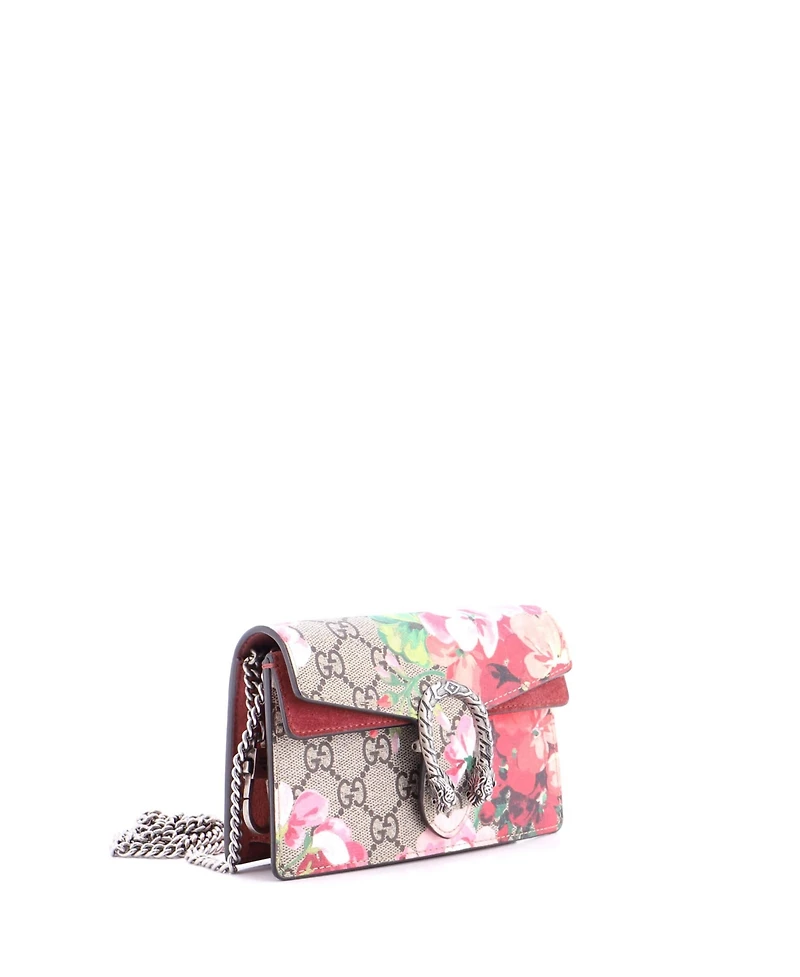 Pre-Owned Gucci Super Mini Dionysus Bag Blooms Print Gg Coated Canvas