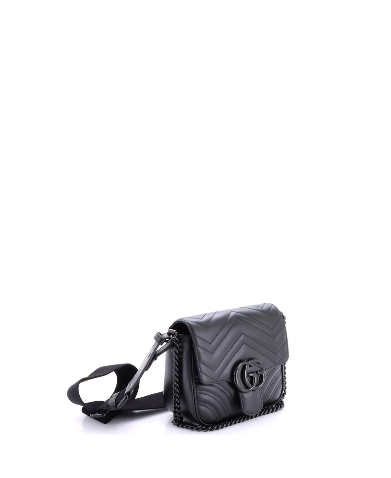 Pre-Owned Gucci Mini Gg Marmont Convertible Flap Shoulder Bag Matelasse Leather