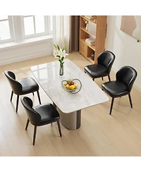 gaomon Dining Chair Set of 6,Modern Upholstered Kitchen Chairs with Ergonomic Back Support,Dining Room Chairs with Wood Legs