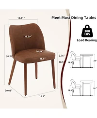 gaomon Dining Chair Set of 2,Linen Upholstered with Wood Legs,Wing Backrest,Wooden Kitchen Chair,Kitchen Chairs Thick Cushions