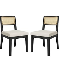 gaomon Rattan Dining Chairs Set of 2,French Country Upholstered Dining Chairs Wood Frame,Rattan Backrest,Armless Chair for Kitchen