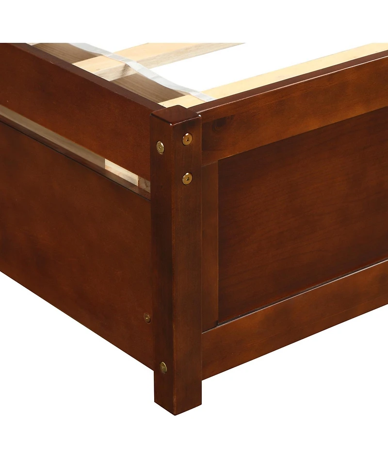 flynama Twin Size Wood Platform Storage Bed with Two Drawers Headboard and Reinforced Slats