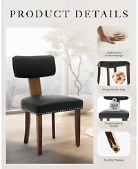 gaomon Leather Dining Chairs Set of 6, Upholstered Chairs with Curved Back & Wood Frame