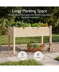 Best Choice Product 48x24x30in Raised Garden Bed, Elevated Wooden Planter for Yard w/ Foot Caps, Bed Liner