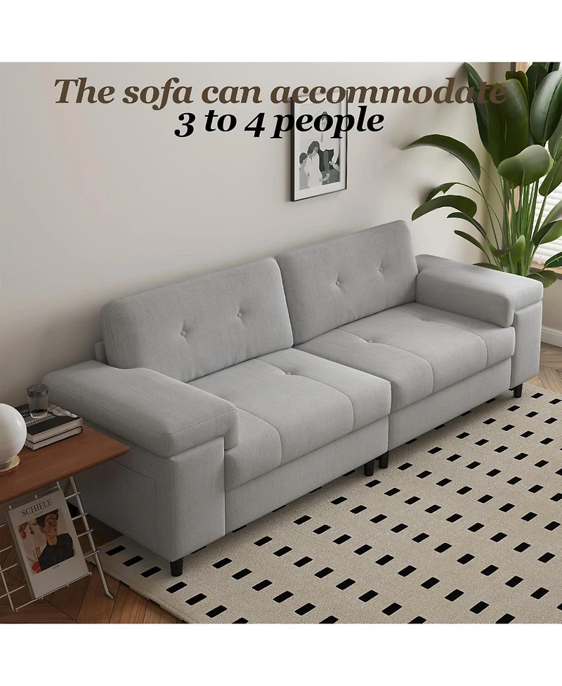 gaomon 85 Inch Modern 3 Seater Sofa for Living Room, Deep Seat Chenille Couch with Adjustable Wide Armrest & Plush Backrest
