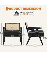 gaomon Mid Century Accent Chairs Set of 2, Linen Upholstered Wood Frame Armchairs - Black