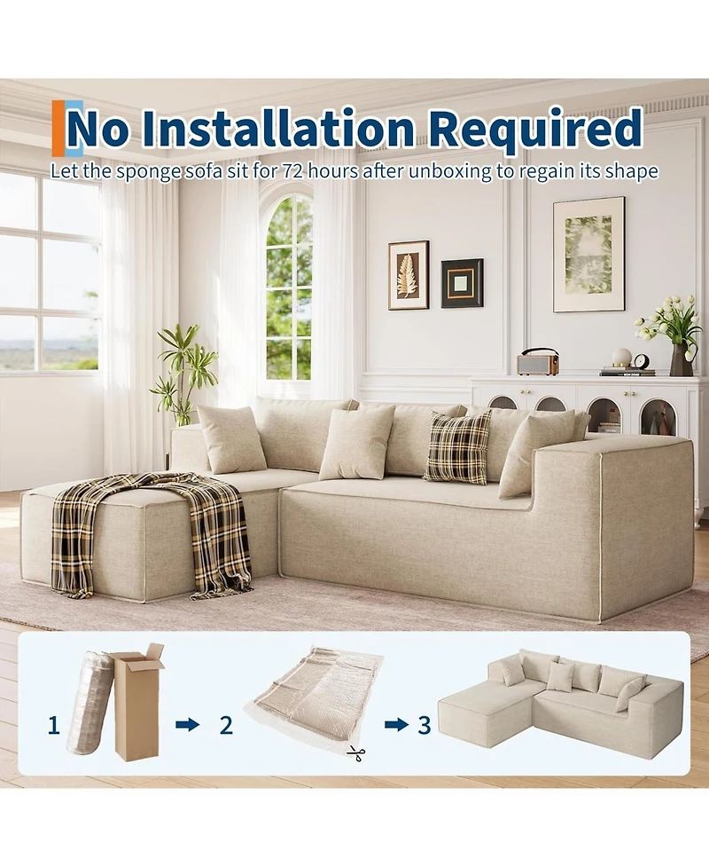 gaomon 106.7" L-Shaped Modular Sectional Sofa, 2-Piece Chenille Cloud Couch with Chaise and Deep Seat for Living Room