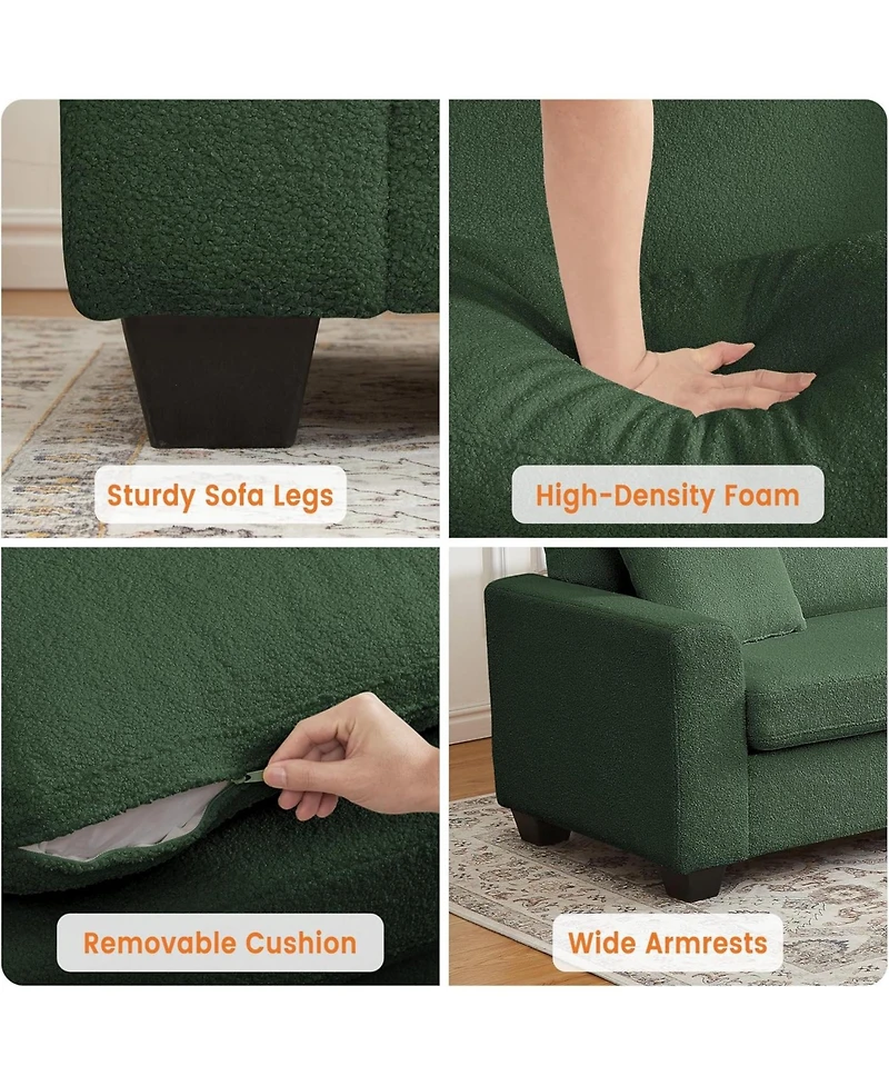 gaomon 90" Velvet 3-Seater Sofa, Oversized Tufted Couch with Wide Armrests, Washable Cushions