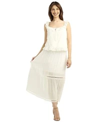 Bcx Womens Ruffle Detail Square Neck Top Textured Pull On Maxi Skirt Set