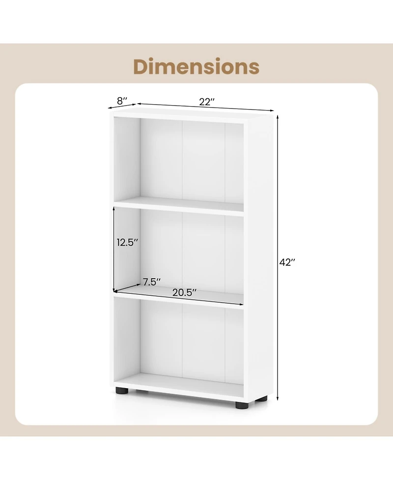 Slickblue 42 Inch 3 Tier Book Shelf with Anti Tip Kit Storage Organizer