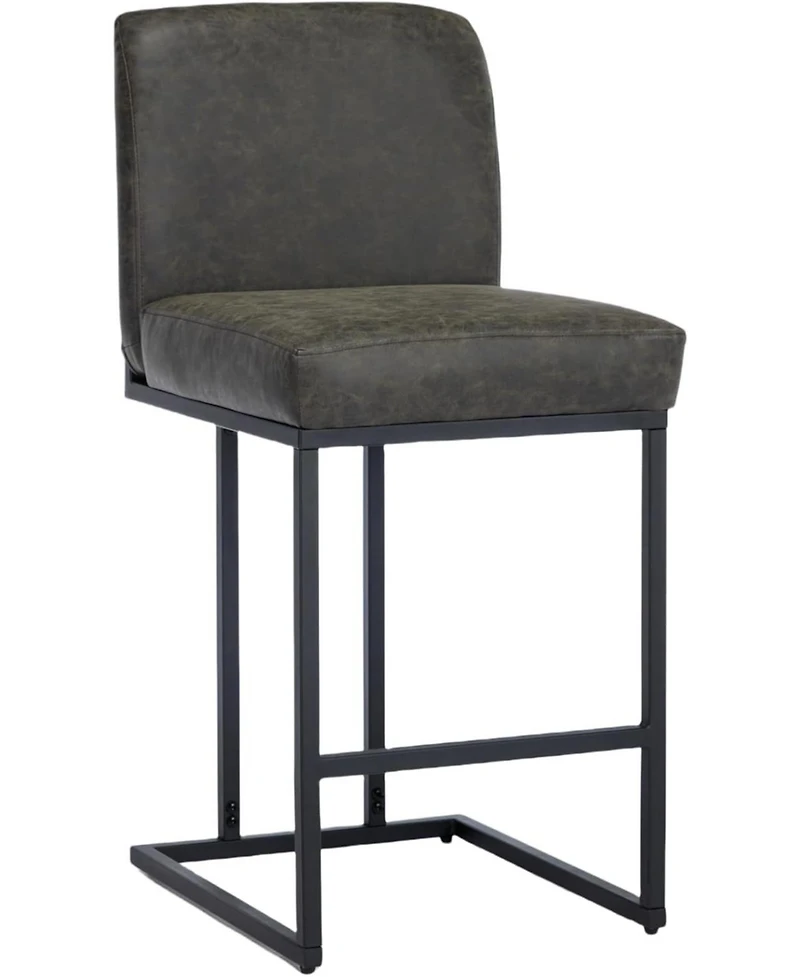 gaomon 24" Counter Height Bar Stool with Back, Pu Leather Upholstered, Black Metal Frame