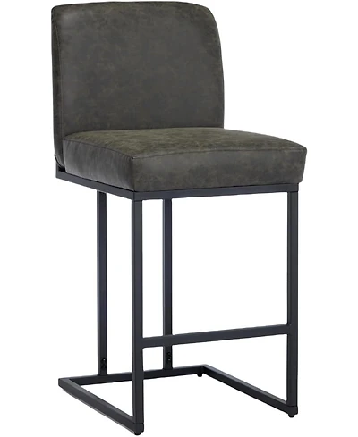 gaomon 24" Counter Height Bar Stool with Back, Pu Leather Upholstered, Black Metal Frame