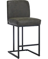 gaomon 24" Counter Height Bar Stool with Back, Pu Leather Upholstered, Black Metal Frame