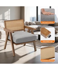 gaomon Mid-Century Farmhouse Accent Chair with Rattan Back
