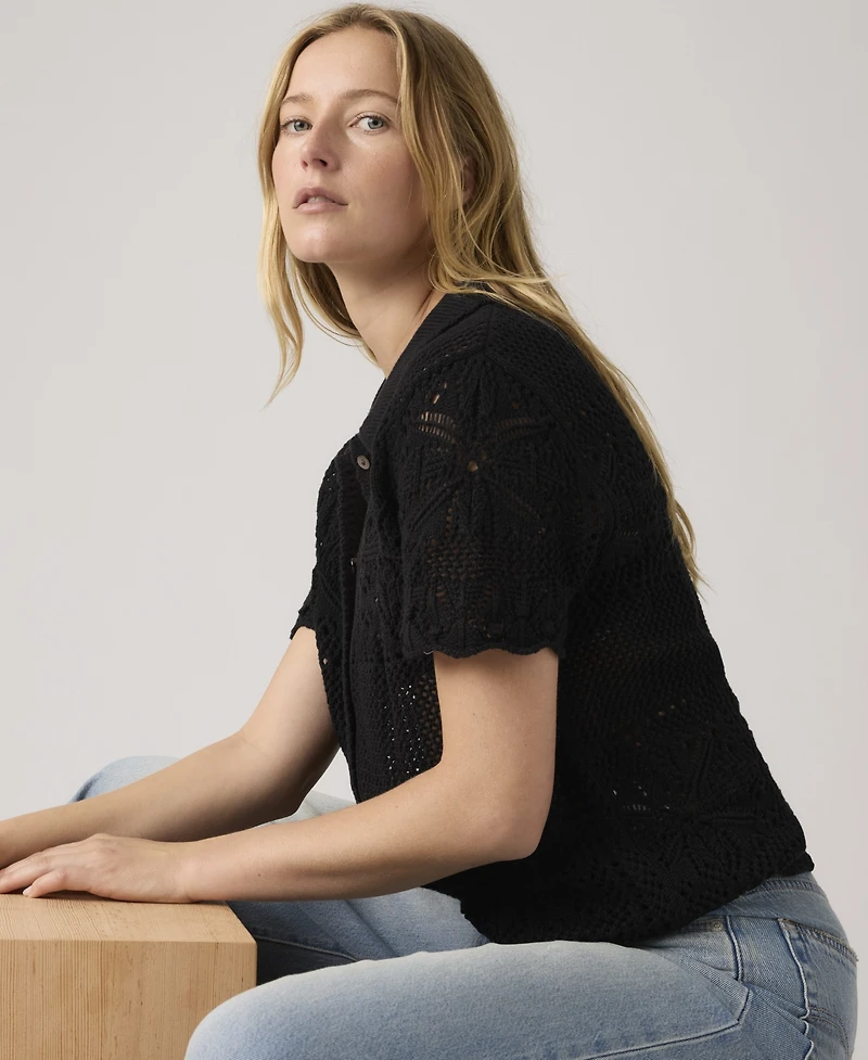 Levi's Women's Susanna Floral Crochet Collared Cotton Shirt