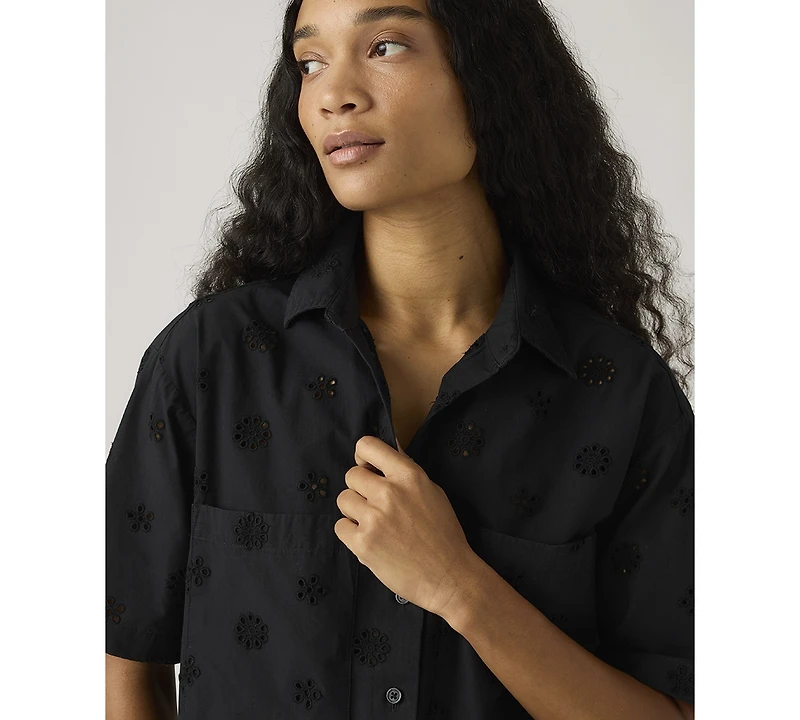 Levi's Women's Novelty Harlie Short-Sleeve Cotton Cropped Shirt