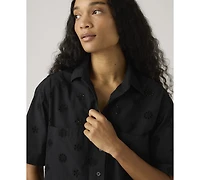 Levi's Women's Novelty Harlie Short-Sleeve Cotton Cropped Shirt