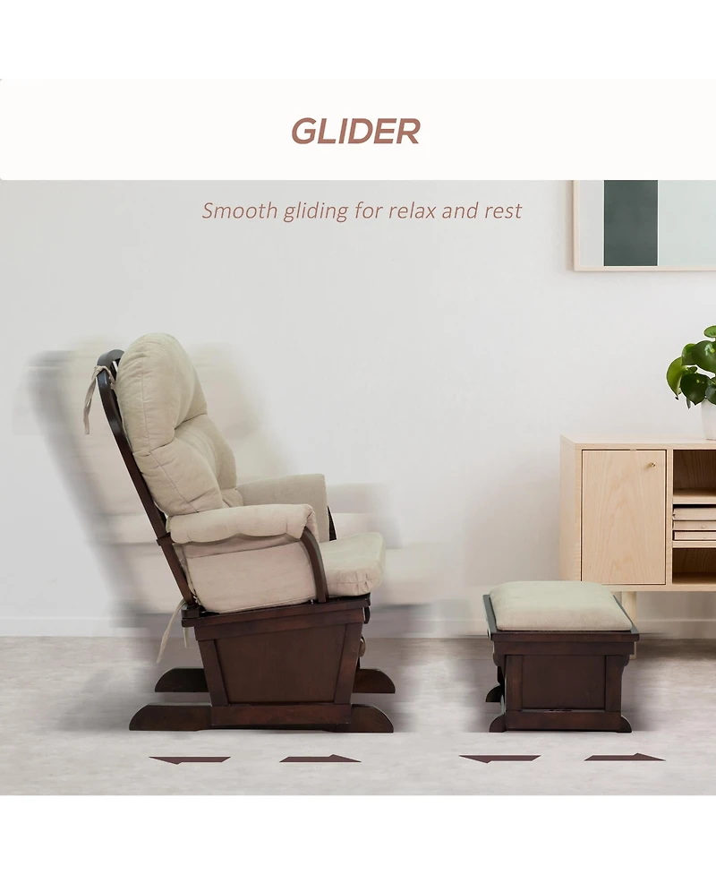 Boyel Living Nursery Glider Rocking Chair with Ottoman and Thick Padded Cushion
