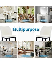 gaomon Linen Dining Chairs Set of 6, Upholstered Side Chairs with Padded Seat & Wood Legs