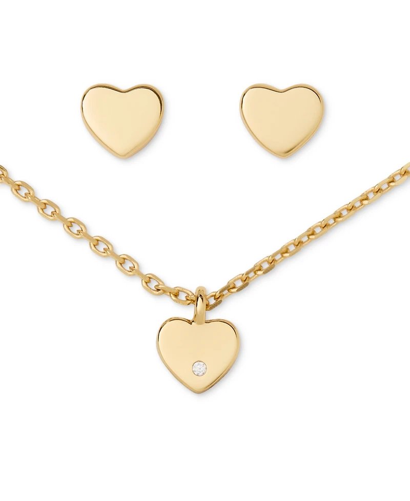 kate spade new york Gold Plated Mini Heart Pendant and Earrings Set