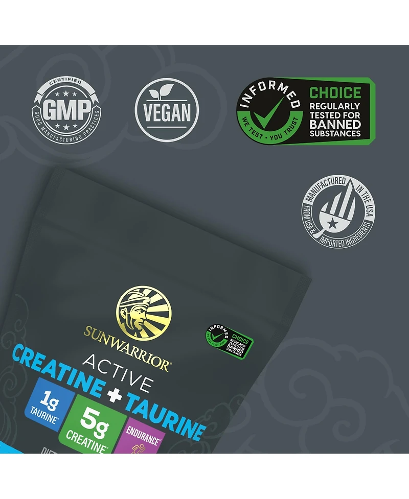 Sunwarrior Creatine Monohydrate Powder Taurine Supplement, 5g Creatine Monohydrate 1g Taurine per Serving