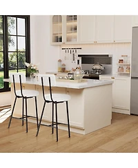 gaomon Bar Stool Chairs Set of 2,Modern Upholstered Counter Height Barstools with Round Seat,Armless Bar Chair with Back, Footrest and Metal Legs