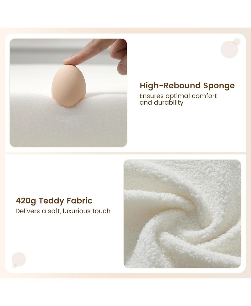 gaomon Comfy Chair Set of 2, Modern Accent Chairs with Teddy Fabric, Wood Arms and Metal Frame