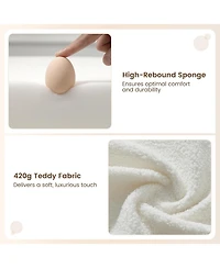 gaomon Comfy Chair Set of 2, Modern Accent Chairs with Teddy Fabric, Wood Arms and Metal Frame