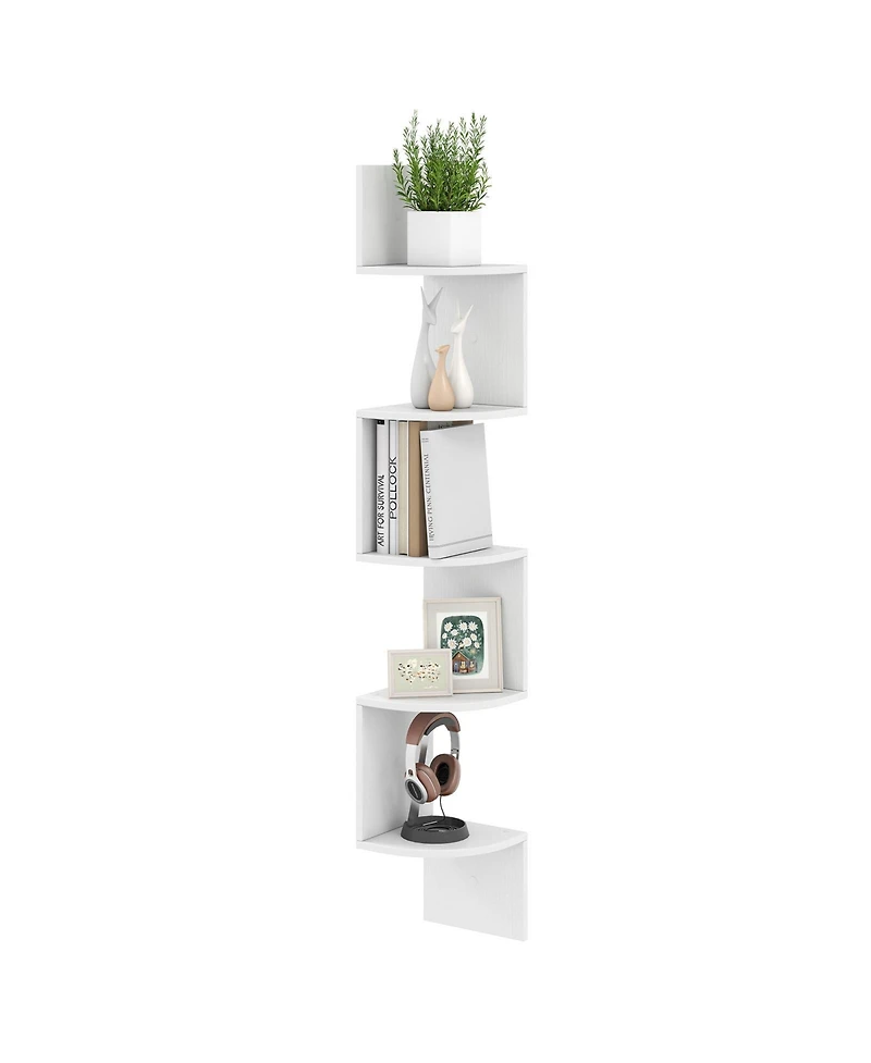 Slickblue 5 Tier Corner Wall Shelf Floating Organizer for Books & Decor