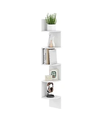 Slickblue 5 Tier Corner Wall Shelf Floating Organizer for Books & Decor