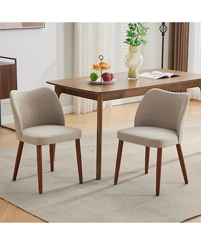 gaomon Linen Dining Chairs Set of 4, Upholstered Wingback Chairs with Wood Legs
