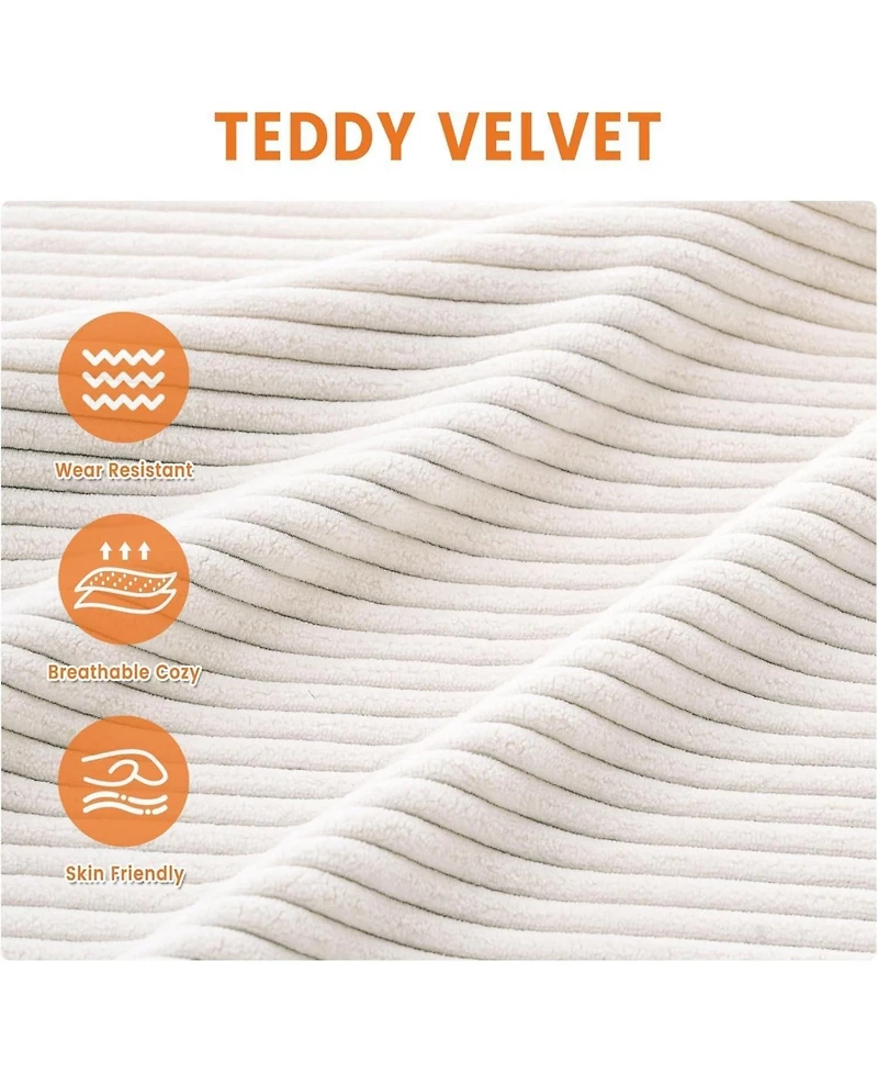 gaomon 83" Modern 3-Seater Sofa, Tufted Teddy Velvet Couch, Plush Cushions, Hardwood Frame