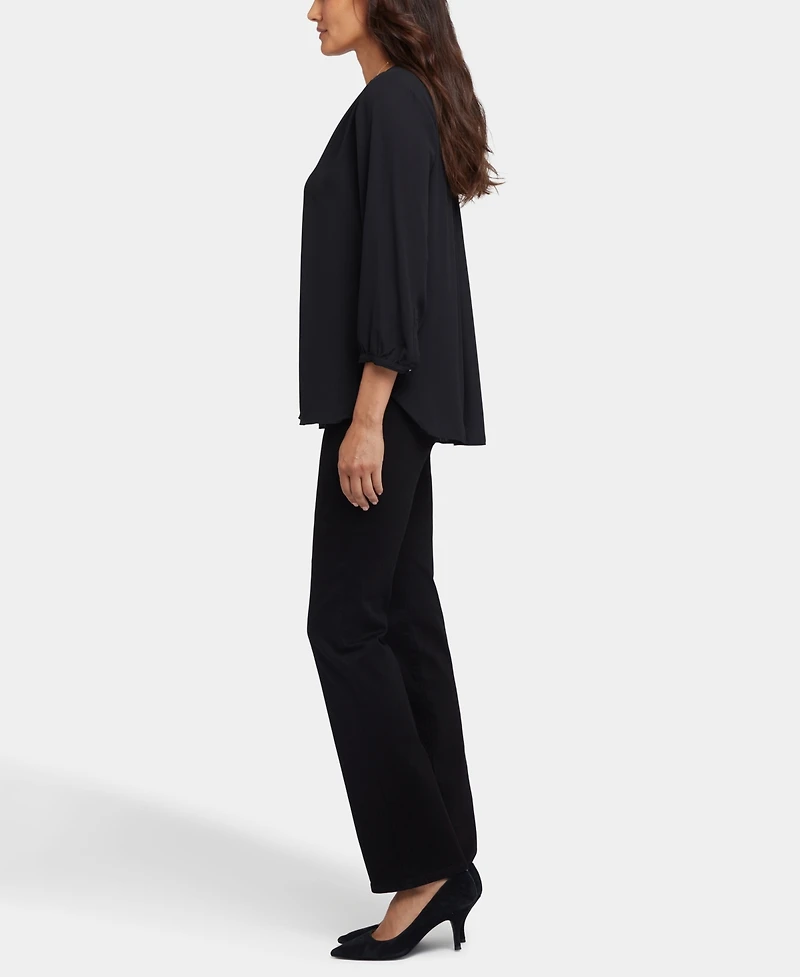 Nydj Petite Pintuck Split neck Top