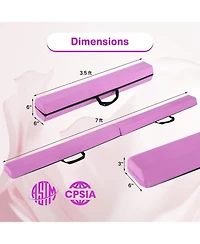 Hongge 7 Ft Folding Balance Beam with Removable Suede Cover and Non-slip Bottom