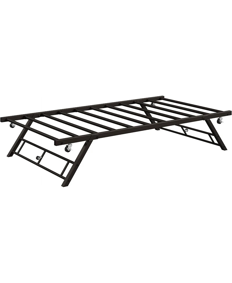 gaomon Pop Up Trundle Bed Frame, Foldable Metal Platform, Trundle Day Bed with Lockable Casters
