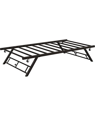 gaomon Pop Up Trundle Bed Frame, Foldable Metal Platform, Trundle Day Bed with Lockable Casters